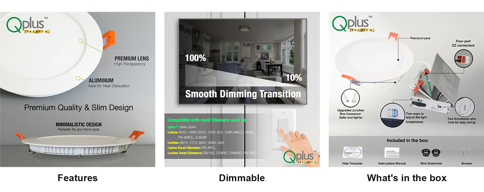 QPLUS 6 Inch Slim Panel Recessed Adjustable Multi Color Temperature LED Pot Light (Changeable Color (图7)