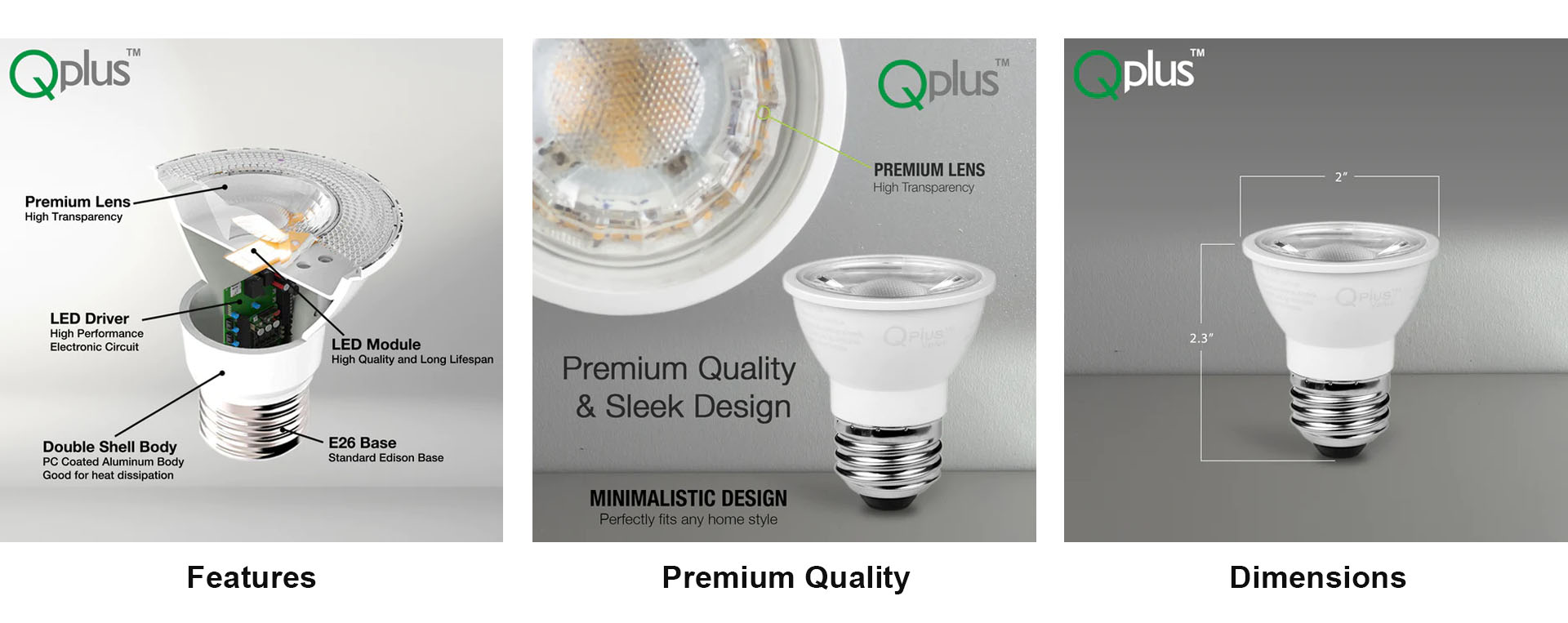 QPlus PAR16 LED Light Bulbs SIM COB Short Neck Ceiling Bulbs(图5)