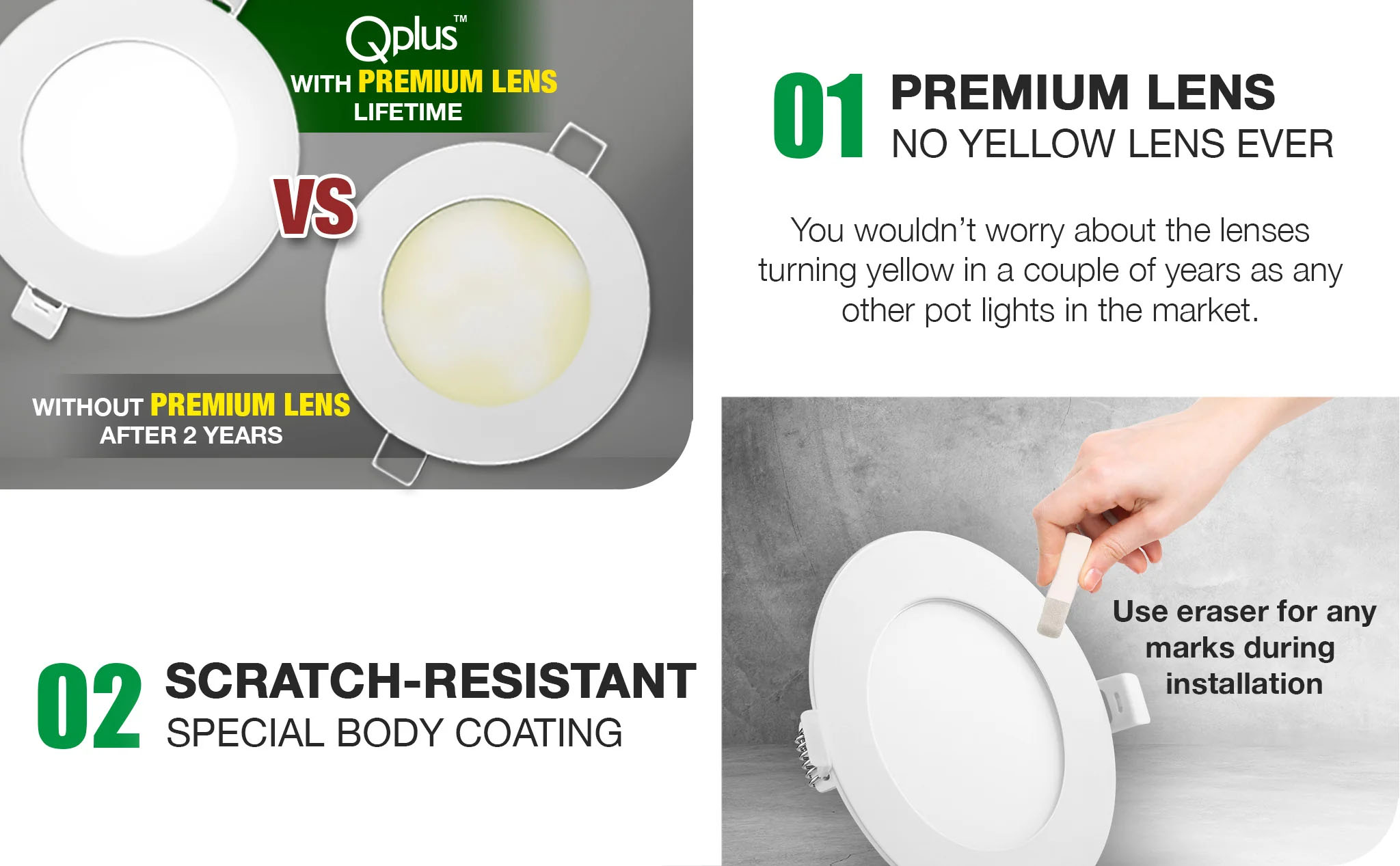 QPLUS 4 Inch LED Slim Panel, 10W, 750LM, 1CCT, Dimmable(图2)