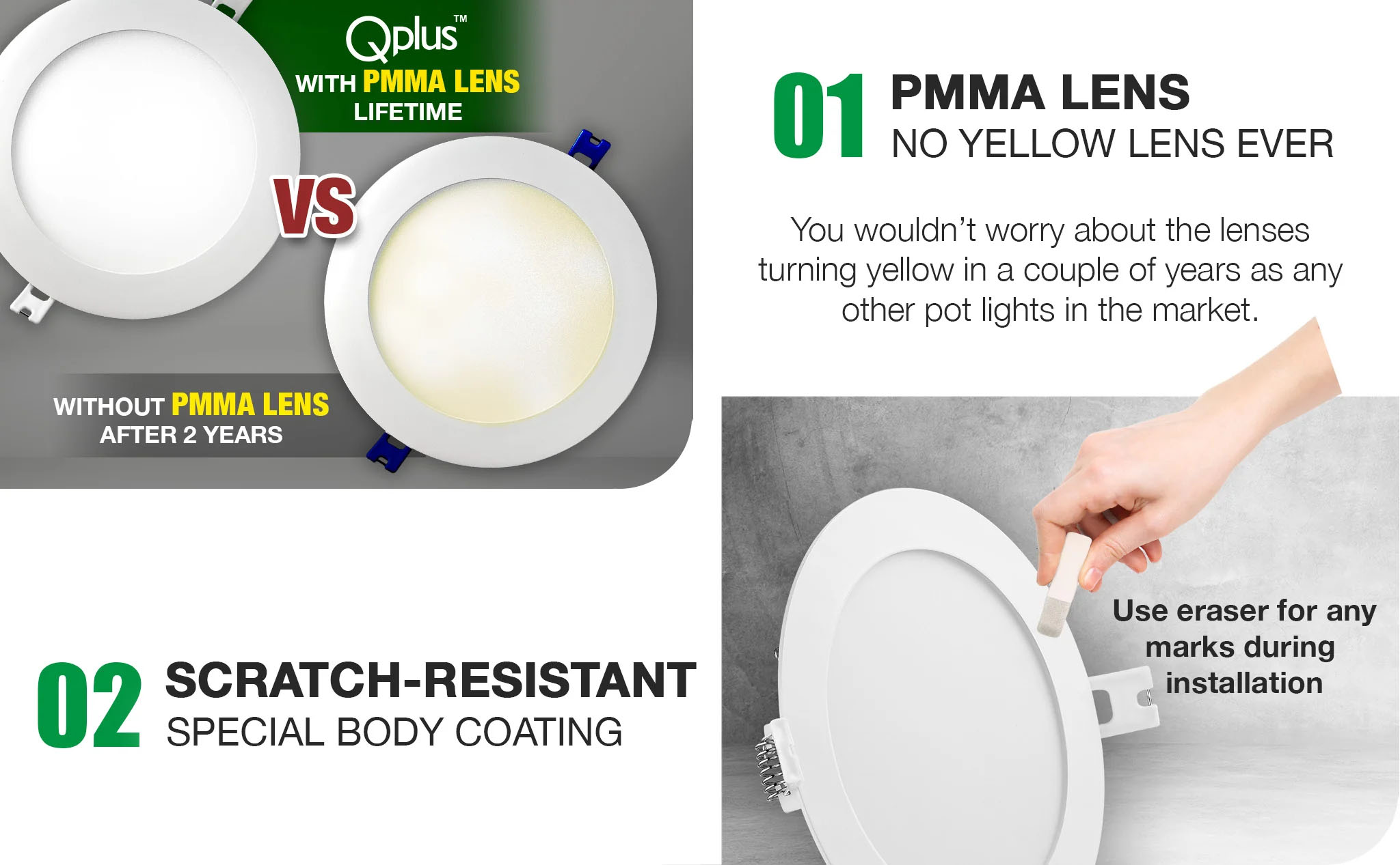 Qplus 6Inch Multicolor Temperature LED Slim Panel, 13W, 1050LM, 5CCT, Dimmable, Wet Location(图2)