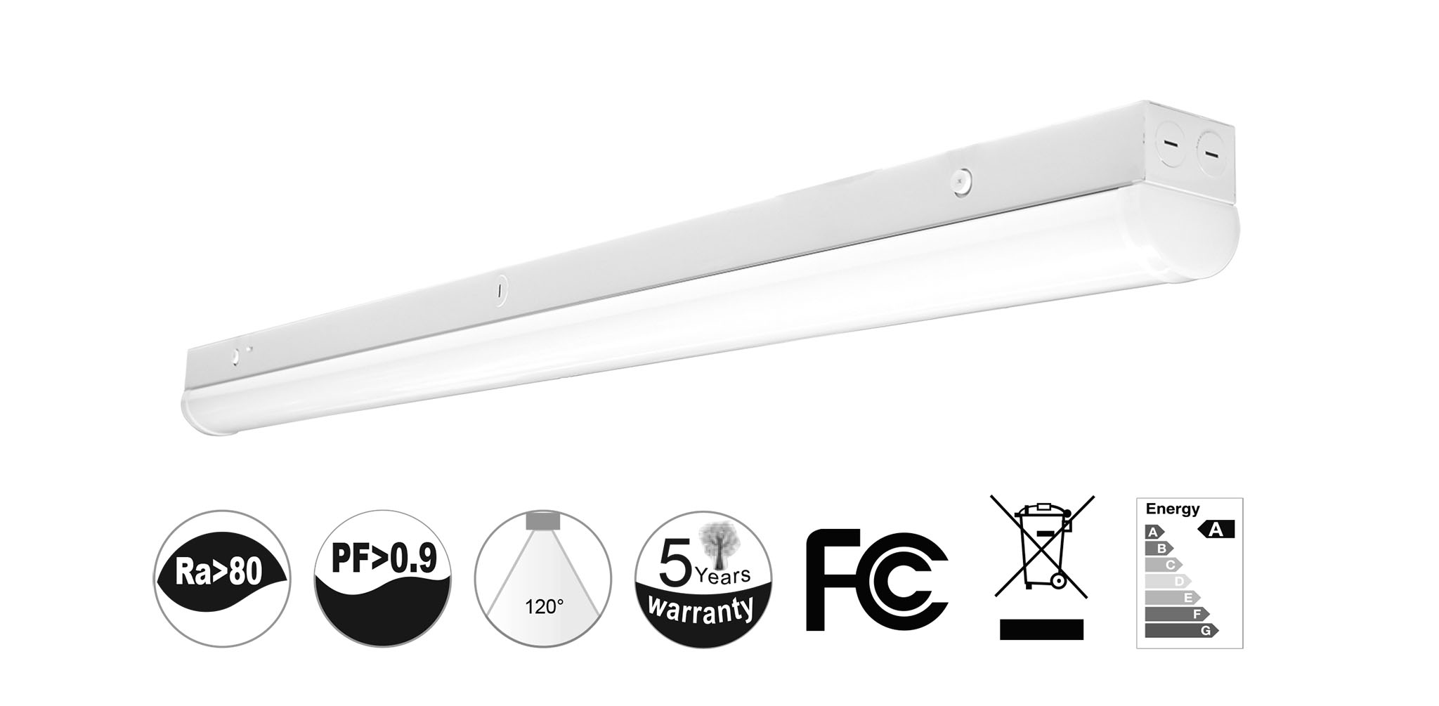 Qplus 4Ft LED Strip,40W,5200LM,120-347V,CCT&Watt Adjustable,0-10V Dimmable(图1)