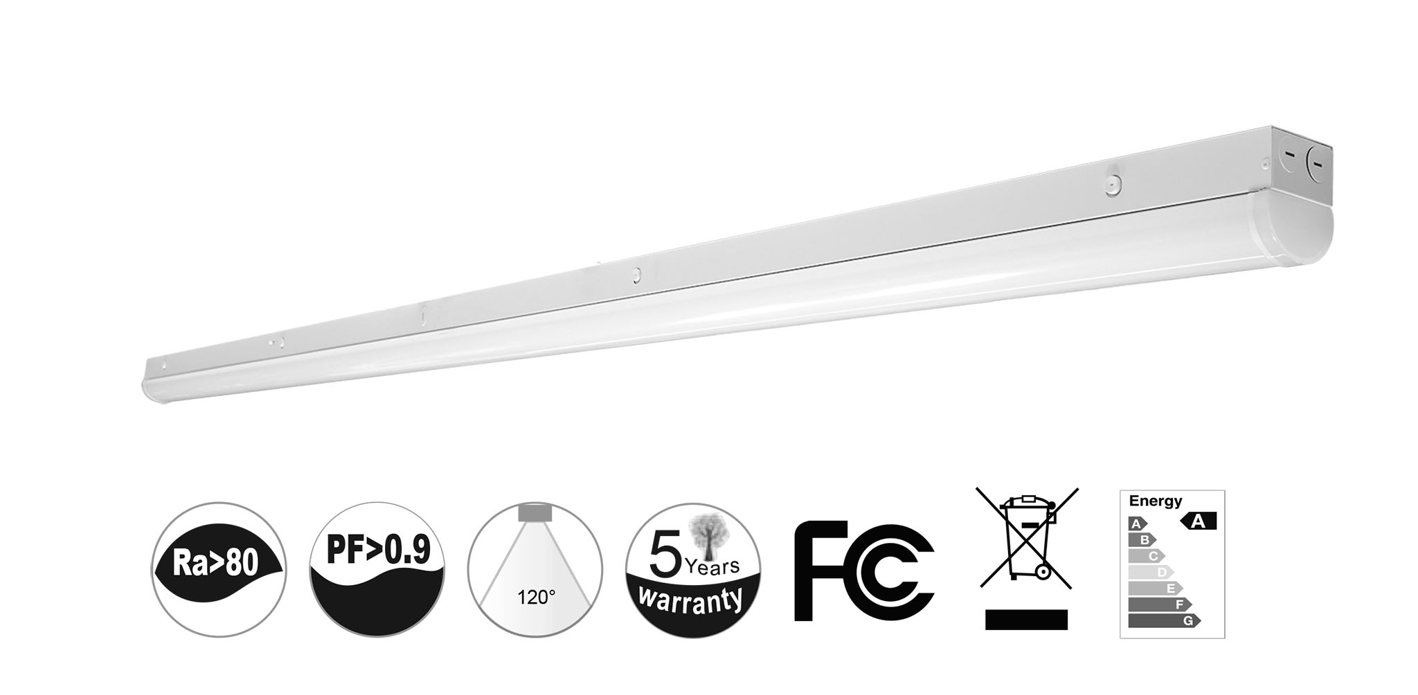 Qplus 4Ft LED Strip,50W,6500LM,120-347V,CCT&Watt Adjustable,0-10V Dimmable(图1)